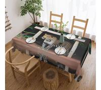 POEZJZW Nappe décorative rectangulaire à motif léopard Under The Si - 137,2 x 182,9 cm - Résistante aux éclaboussures et à l'huile - Convient pour les tables à manger et les tables basses