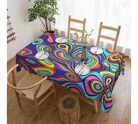 POEZJZW Nappe décorative rectangulaire en dentelle à motifs de couleurs psychédéliques - 137,2 x 182,9 cm - Résistante aux éclaboussures et à l'huile - Convient pour les tables à manger et les tables