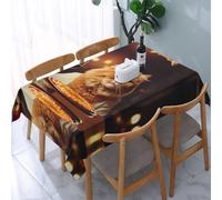 POEZJZW Nappe décorative rectangulaire motif chat mangeant de pizza 137,2 x 182,9 cm, résistante aux éclaboussures et à l'huile, adaptée pour les tables à manger et les tables basses