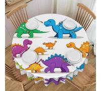 POEZJZW Nappe décorative ronde à motif de petit dinosaure - 152,4 cm - Résistante aux éclaboussures et à l'huile - Convient pour tables de salle à manger et tables basses