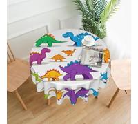 POEZJZW Nappe décorative ronde à motif de petit dinosaure, 152,4 cm, résistante aux éclaboussures et à l'huile, adaptée pour les tables à manger et les tables basses