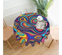 POEZJZW Nappe décorative ronde à motifs psychédéliques de 152,4 cm, résistante aux éclaboussures et à l'huile, adaptée pour les tables à manger et les tables basses