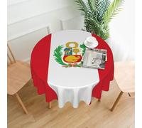 POEZJZW Nappe décorative ronde avec motif drapeau du Pérou - 152,4 cm - Résistante aux éclaboussures et à l'huile - Convient pour les tables à manger et les tables basses