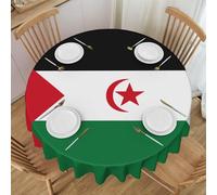 POEZJZW Nappe décorative ronde avec motif drapeau du Sahara occidental - 152,4 cm - Résistante aux éclaboussures et à l'huile - Convient pour les tables à manger et les tables basses