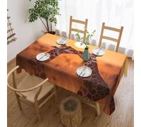 POEZJZW Nappe rectangulaire en polyester avec bordure en dentelle ondulée pour salle à manger, cuisine, fêtes - Motif girafes amoureuses - 137 x 183 cm