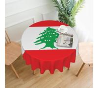 POEZJZW Nappe ronde à motif drapeau du Liban de 152,4 cm en tissu décoratif en polyester pour fête, pique-nique, cuisine, décoration extérieure