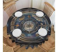 POEZJZW Nappe ronde décorative en polyester avec motif de boussole de tarot - 152,4 cm - Pour fête, pique-nique, cuisine, extérieur