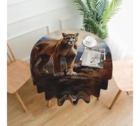 POEZJZW Nappe ronde en polyester avec motif Brave Cougar - 152,4 cm - Pour fête, pique-nique, cuisine, extérieur
