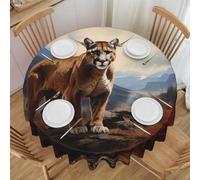 POEZJZW Nappe ronde en polyester avec motif de courageux Cougar - 152,4 cm - Pour fête, pique-nique, cuisine, extérieur