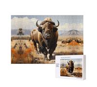 Poezjzw North American Bison Herd Puzzle classique adulte 300 pièces Puzzle en bois Décoration d'intérieur moderne Jeu intellectuel 40 x 28 cm