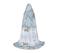 POEZJZW Oiseaux dans le parc sur un jour de neige motif cape avec capuche pour adulte cape avec capuche Renaissance Halloween costume de sorcière cape de magicien S