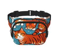 Poezjzw Orange Cat Sac banane de voyage adapté pour la course à pied, le cyclisme et les aventures en plein air, ranger des téléphones portables et des cartes de crédit, noir, One Size