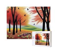 Poezjzw Orchard in Autumn Puzzle Classique Adulte 500 Pièces Puzzle en Bois Moderne Décor Intérieur Jeu intellectuel 52 x 38 cm