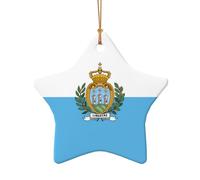 Poezjzw Ornement de Noël en céramique motif drapeau de Saint-Marin en forme d'étoile à suspendre Cadeaux pour les vacances de Noël, ornements pour la décoration de la maison