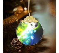 Poezjzw Ornements de sapin de Noël ronds en verre motif ballon de football, famille, Nouvel An, maison, souvenirs pour rassemblements, doré