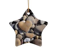 Poezjzw Ornements en céramique en forme d'étoile de Noël en forme de cœur à suspendre pour décoration de maison, rassemblements, souvenirs