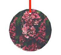 Poezjzw Ornements ronds en verre à motif de fleurs triangulaires à suspendre pour sapin de Noël, décoration d'intérieur, rassemblements, souvenirs