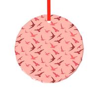 Poezjzw Ornements ronds en verre à motif d'oiseau de dessin animé à suspendre pour sapin de Noël, décoration d'intérieur, rassemblements, souvenirs