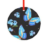 Poezjzw Ornements ronds en verre à motif papillon coloré à suspendre pour sapin de Noël, décoration d'intérieur, rassemblements, souvenirs