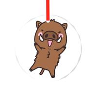 Poezjzw Ornements ronds en verre avec motif de sanglier sautant à suspendre, décoration d'intérieur, rassemblements, souvenirs