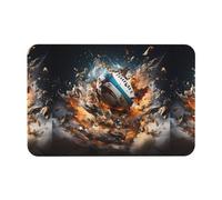 POEZJZW Paillasson Rugby On Fire - 40 x 60 cm - Pour terrasse, entrée, garage, maison, porche