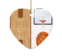 Poezjzw Panneau de basket-ball en forme de cœur en céramique à suspendre pour sapin de Noël, décoration d'intérieur, rassemblements, souvenirs