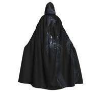 POEZJZW Panthère avec motif yeux bleus Poncho Halloween Cape à capuche pour femme et homme Déguisement d'Halloween pour fête Cosplay Costumes