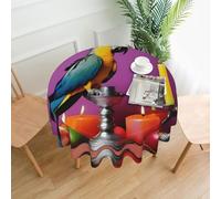 POEZJZW Parrot by The Candle Nappe décorative ronde de 152,4 cm, résistante aux éclaboussures et à l'huile, convient pour les tables à manger et les tables basses