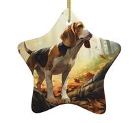 Poezjzw Pendentif de Noël en céramique avec motif beagle apprivoisé pour la maison, les centres commerciaux et les fêtes de fin d'année