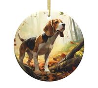 Poezjzw Pendentif de Noël en céramique avec motif beagle apprivoisé pour la maison, les centres commerciaux et les fêtes de fin d'année