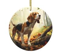 Poezjzw Pendentif de Noël en céramique avec motif beagle apprivoisé pour la maison, les centres commerciaux et les fêtes de fin d'année