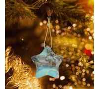 Poezjzw Pendentif de Noël en céramique avec motif carte du monde de dessin animé, convient pour la maison, les centres commerciaux et les fêtes de fin d'année