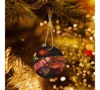 Poezjzw Pendentif de Noël en céramique avec motif steak - Convient pour la maison, les centres commerciaux et les fêtes de fin d'année