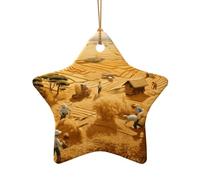 Poezjzw Pendentif de Noël en céramique en forme d'étoile de blé - Convient pour la maison, les centres commerciaux et les fêtes de fin d'année
