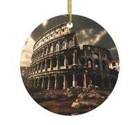 Poezjzw Pendentif de Noël en céramique motif vestiges du Colisée romain Convient pour la maison, les centres commerciaux et les fêtes de fin d'année