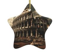 Poezjzw Pendentif de Noël en céramique motif vestiges du Colisée romain Convient pour la maison, les centres commerciaux et les fêtes de fin d'année