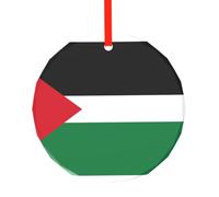 Poezjzw Pendentif de Noël en verre avec motif drapeau de l'État de Palestine pour la maison, les centres commerciaux et les fêtes de fin d'année