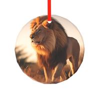 Poezjzw Pendentif de Noël en verre avec motif lion masculin, convient pour la maison, les centres commerciaux et les fêtes de fin d'année