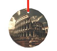 Poezjzw Pendentif de Noël en verre avec motif vestiges du Colisée romain - Convient pour la maison, les centres commerciaux et les fêtes de fin d'année