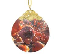 Poezjzw Pendentif de Noël en verre doré avec boucle en métal - Motif fruits fous - Convient pour la maison, les centres commerciaux et les fêtes de fin d'année
