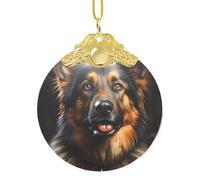 Poezjzw Pendentif de Noël en verre doré avec motif berger allemand et boucle en métal pour la maison, les centres commerciaux et les fêtes de fin d'année