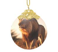 Poezjzw Pendentif de Noël en verre doré avec motif lion masculin - Pour la maison, les centres commerciaux et les fêtes de fin d'année
