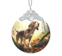 Poezjzw Pendentif de Noël en verre et métal argenté avec motif Beagle apprivoisé pour la maison, les centres commerciaux et les fêtes de fin d'année