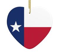 Poezjzw Pendentif en forme de cœur en céramique avec drapeau du Texas pour la maison, les centres commerciaux et les fêtes de fin d'année