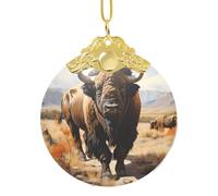 Poezjzw Pendentif en forme de troupeau de bison d'Amérique du Nord - En verre doré - Pour Noël, centres commerciaux et fêtes de fin d'année