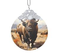 Poezjzw Pendentif en forme de troupeau de bison d'Amérique du Nord - En verre et métal argenté - Pour la maison, les centres commerciaux et les fêtes de fin d'année