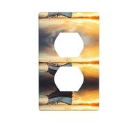 Poezjzw Petit bateau sur l'eau Motif interrupteur Couverture de sortie duplex Plaque murale décorative Taille 11,4 x 7,9 cm