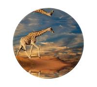 POEZJZW Petit tapis de souris rond avec base en caoutchouc antidérapant et motif girafe d'Afrique pour ordinateur portable 20 x 20 cm