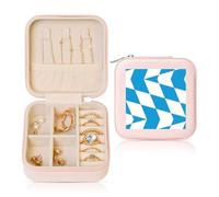 POEZJZW Petite boîte à bijoux de voyage carrée avec drapeau bavarois - Organiseur de bijoux de voyage - Boîte à bijoux cadeau - Rose