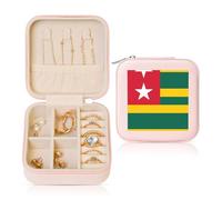 POEZJZW Petite boîte à bijoux de voyage carrée avec drapeau du Togo - Organisateur de bijoux - Boîte à bijoux cadeau - Rose
